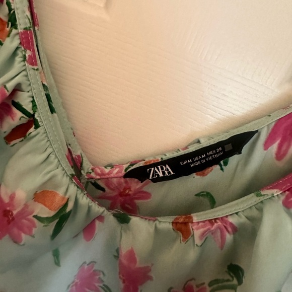 Zara Floral Satin Midi Dress Size M Tie Back, Summer, Trendy, blogger fave - Picture 8 of 8